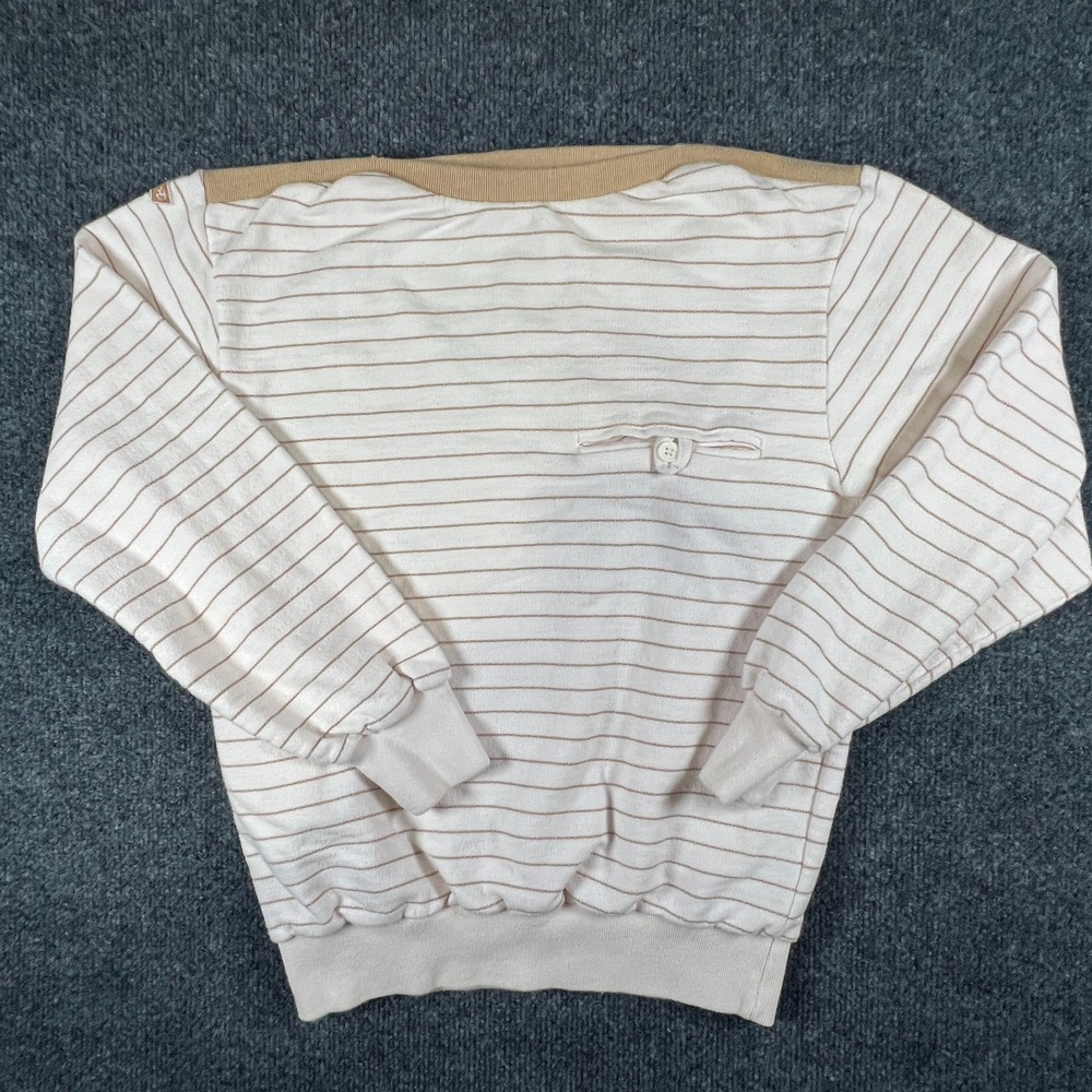 Dors Sweater Mens 2 Beige Brown Striped Logo‎ Cotton Ribbed Tirm Wenter Wear